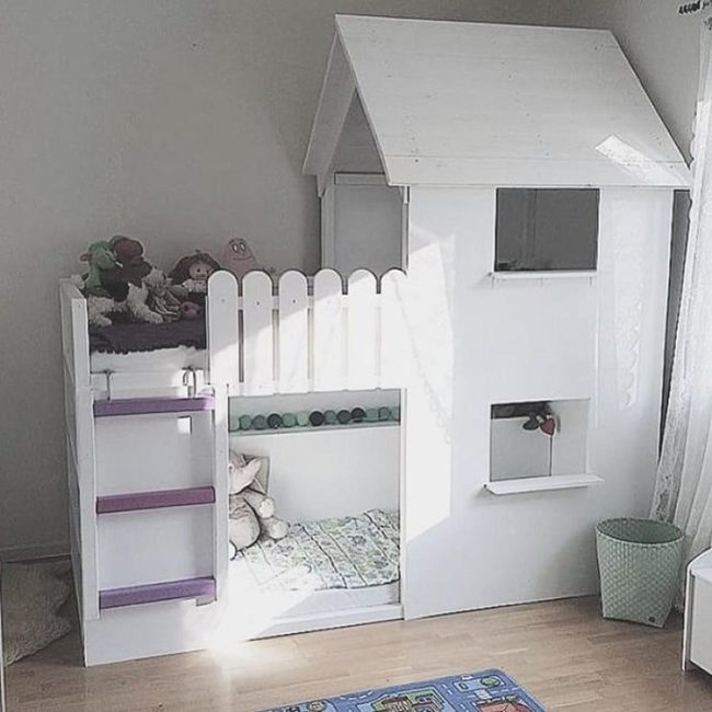 Purple Ladder Playhouse Bed
