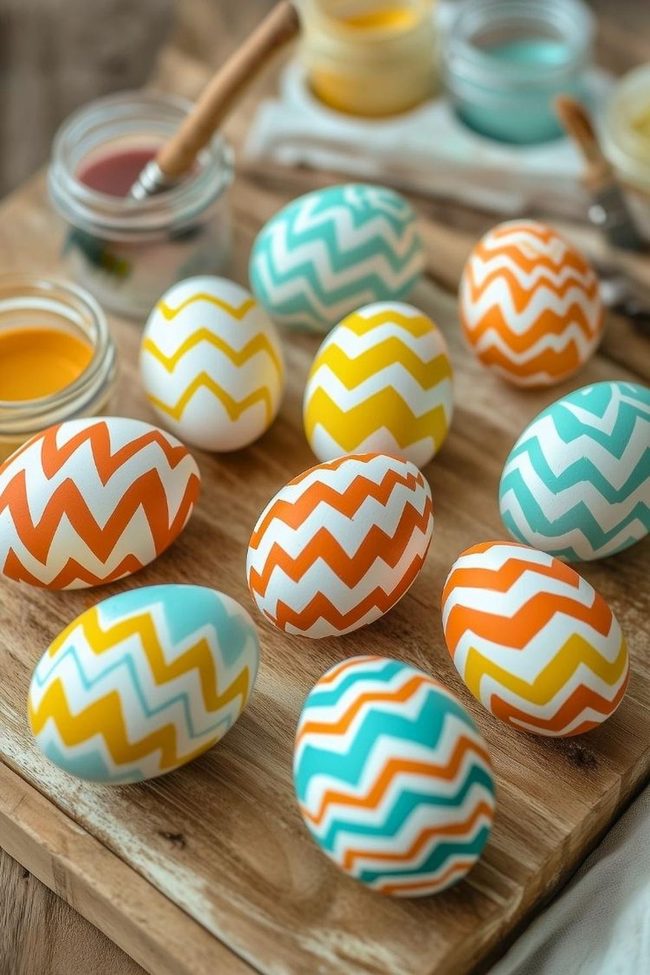 Zigzag Chevron Spring Painted Eggs