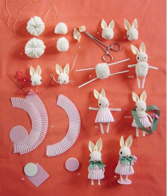 Soft White Yarn Bunnies