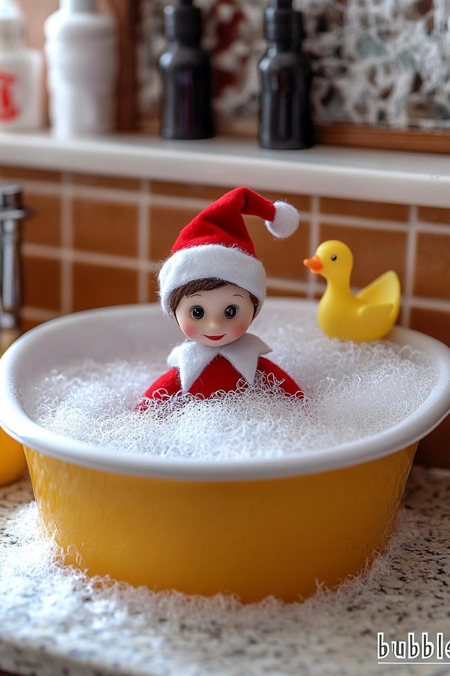 Elf Soaking In Bubble Bath