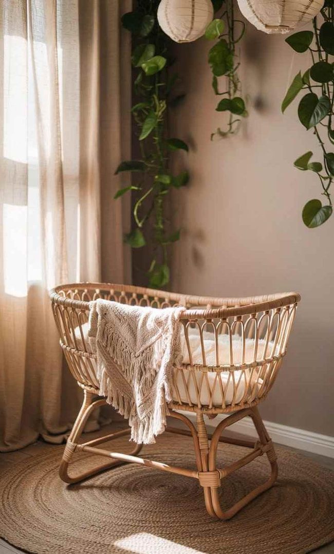 Woven Rattan Bassinet Macrame Magic