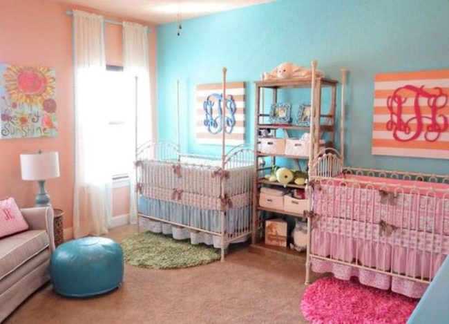 Dual Cribs, Pastel Walls