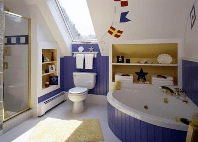 Blue Paneled Coastal Bathroom