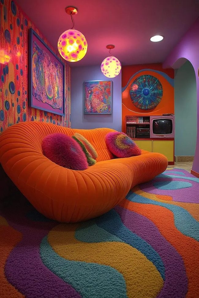 Orange Sofa Retro Revival