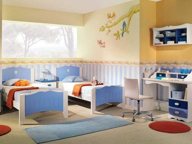 Blue And Yellow Kids' Bedroom