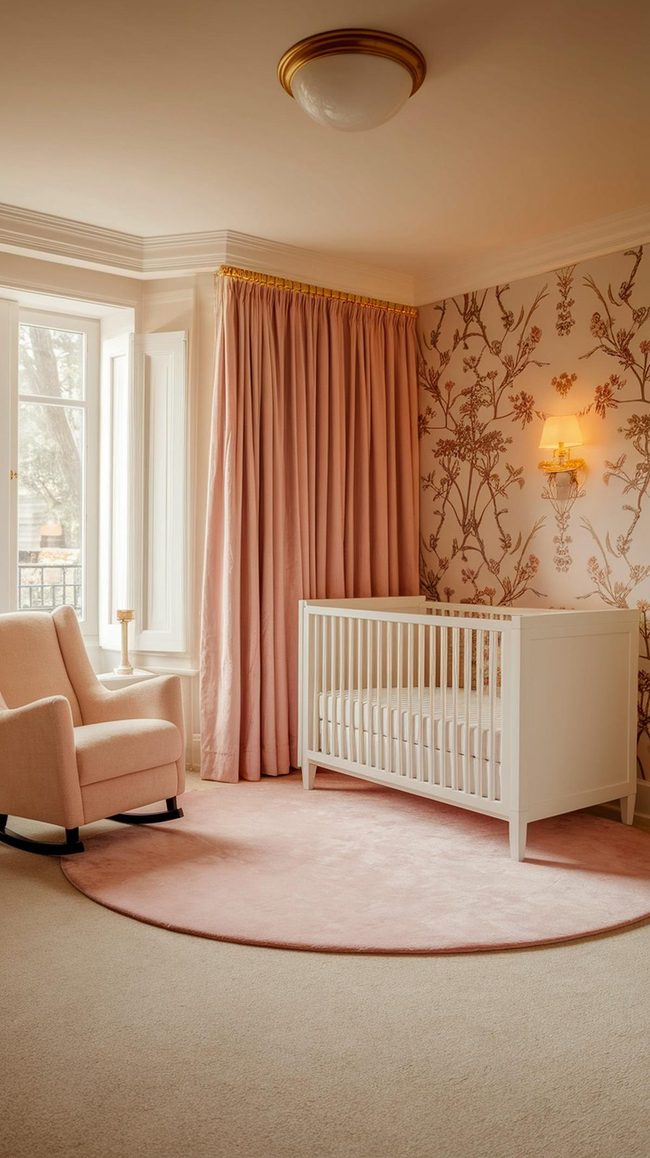 Pink And White Nursery With Gold Hardware