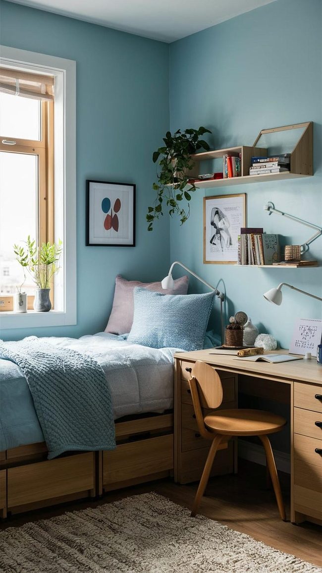 Blue Watercolor Wall Stories