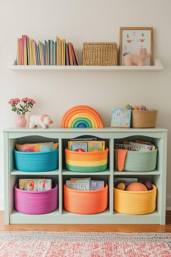 Rainbow Storage Bins And Shelves