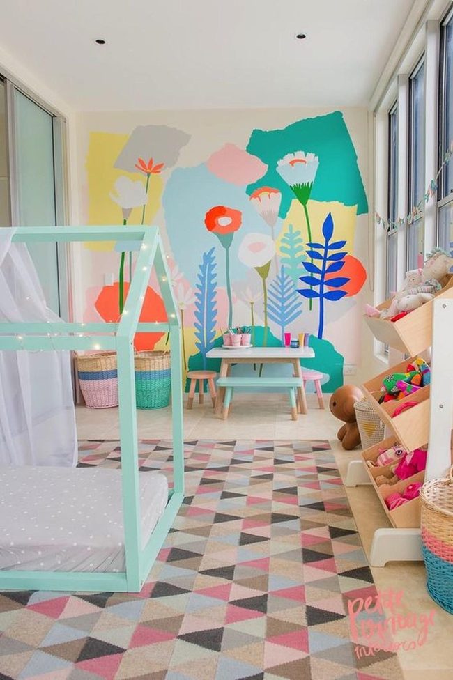 Bright Floral Mint Bedroom