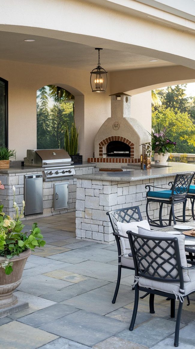 Built-In Grill Stone Kitchen Hub