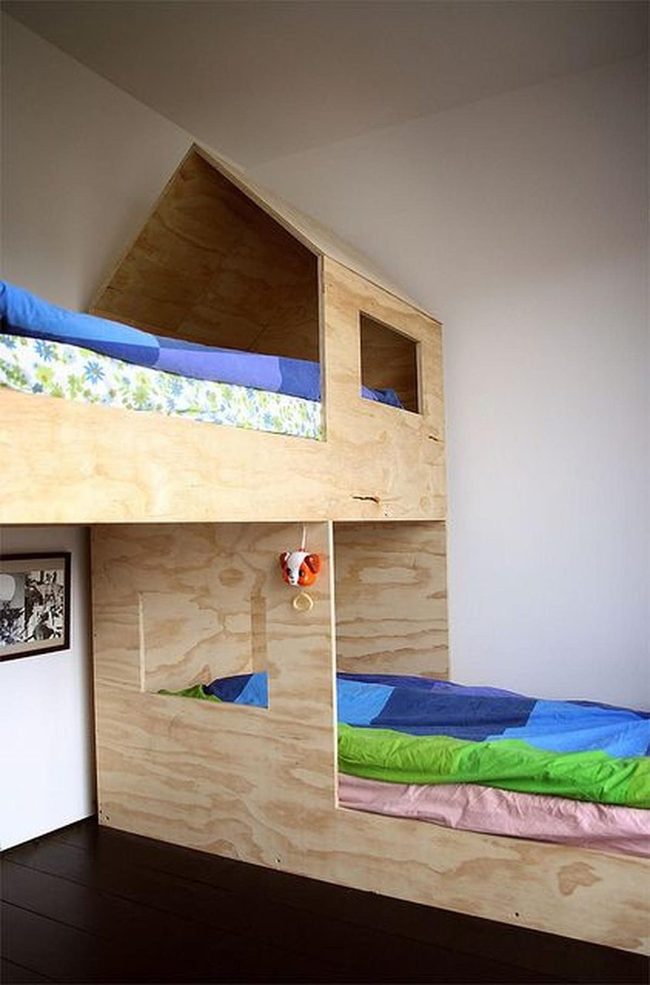 House-Shaped Bunk Beds Blue Green