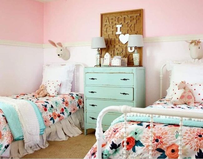 Pink Twin Beds Mint Dresser