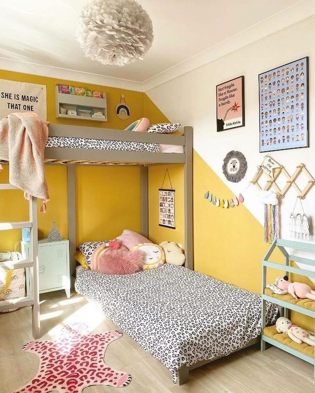 Yellow Gray Loft With Reading Nook