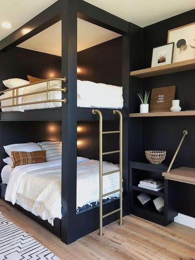 Black Frame Bunk With Gold Accents