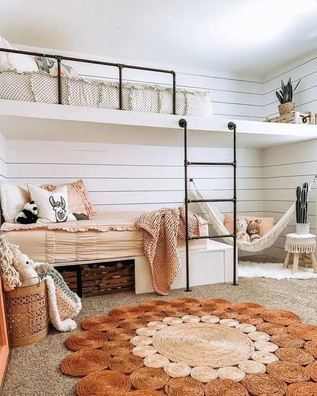 Loft Bed With Suspended Hammock