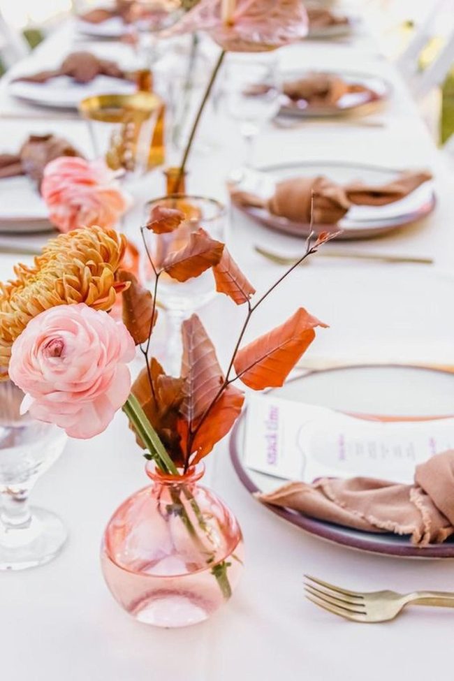 Pink Florals On White Linen