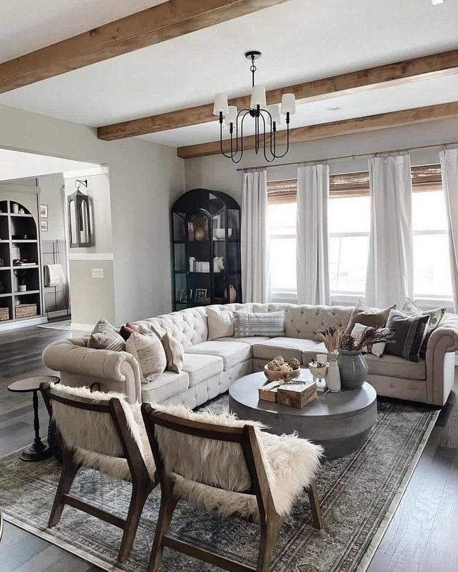 Cream Faux Fur Farmhouse Elegance