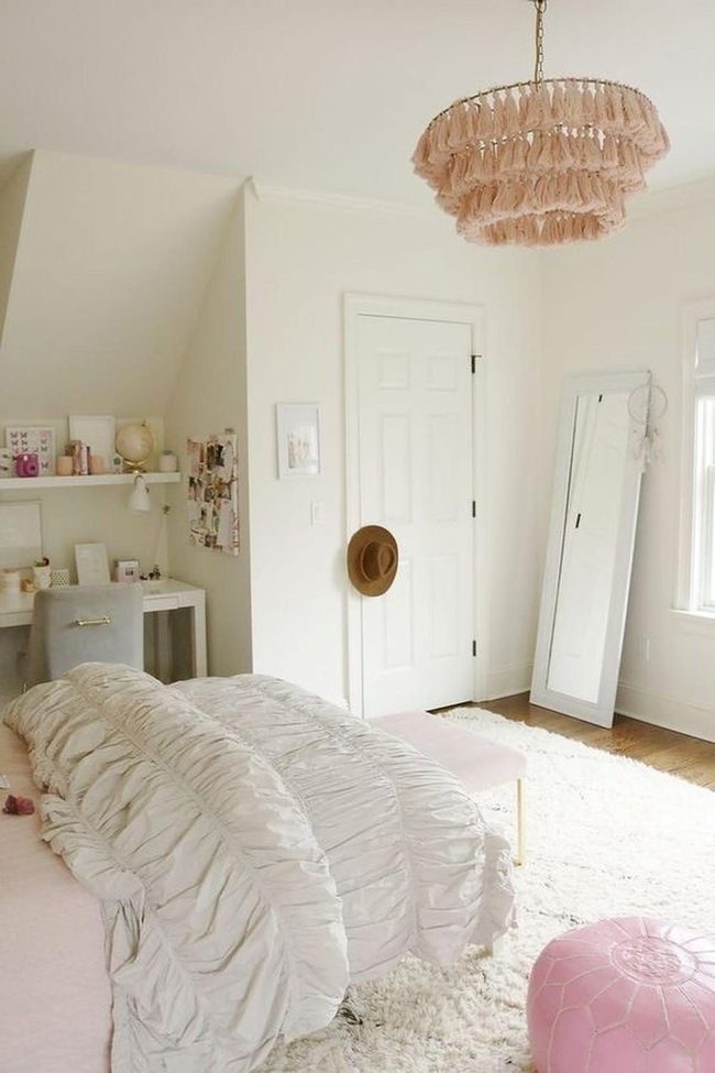 Soft Pink Accents White Bedroom