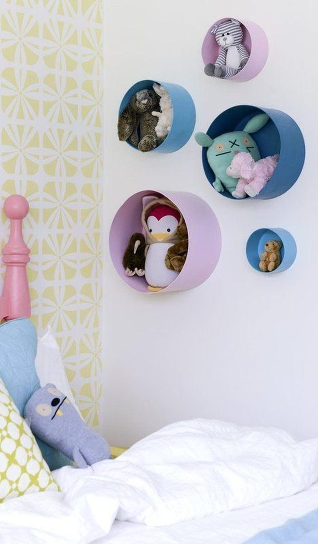 Pastel Shelves Stuffed Animal Display