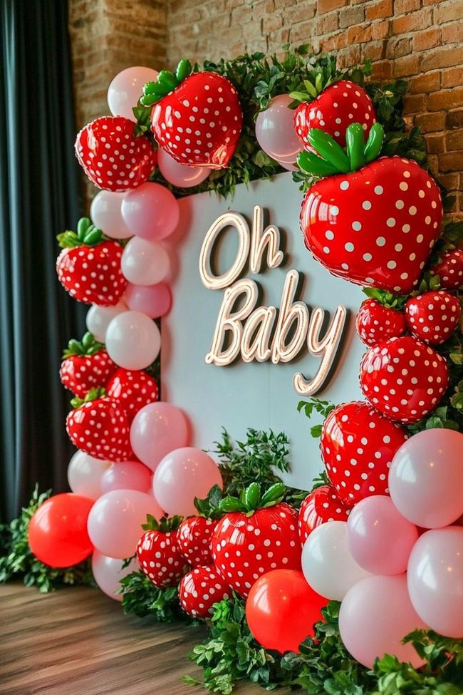 Strawberry Balloons Pink Party Decor