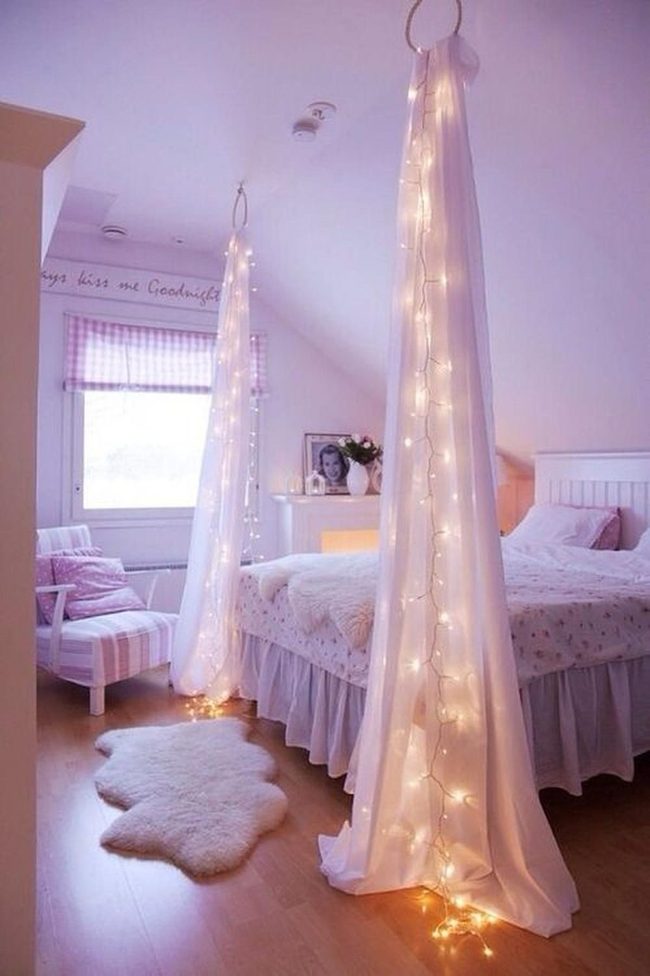 Twinkling Curtains Pink Bedroom