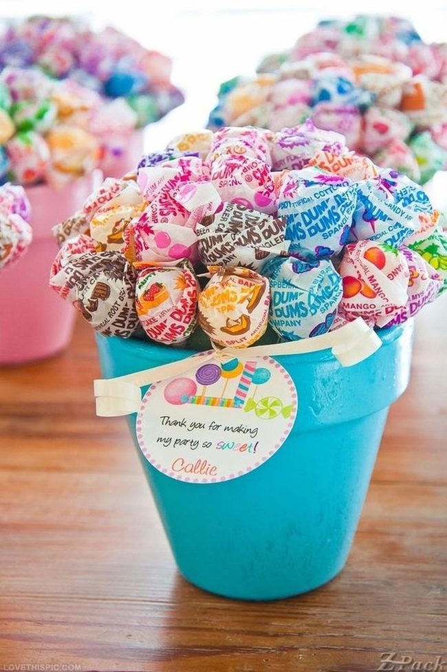 Candy Bouquets In Blue Buckets