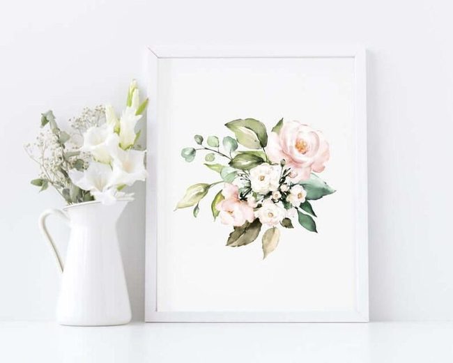 White Pitcher Gladiolas Watercolor