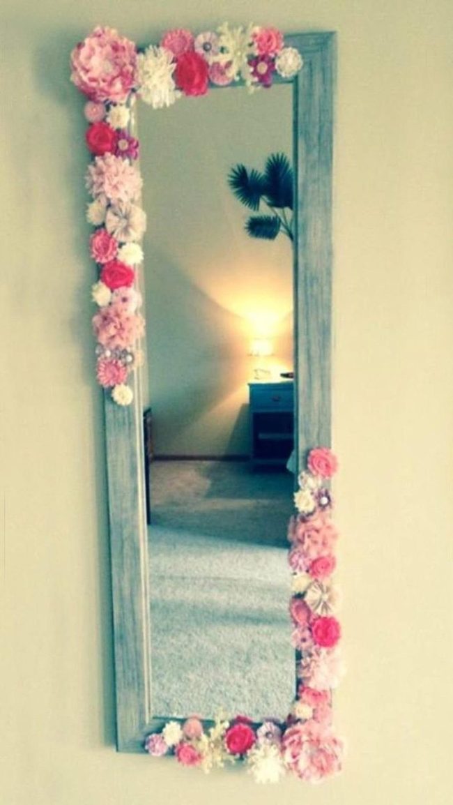 Peeling Paint Floral Mirror