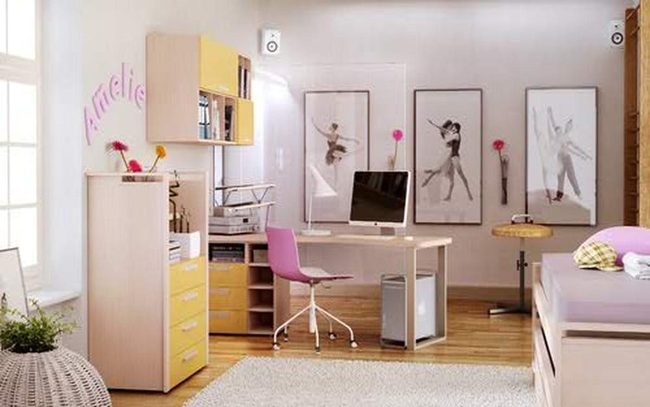 Sunlit Yellow Pink Workspace