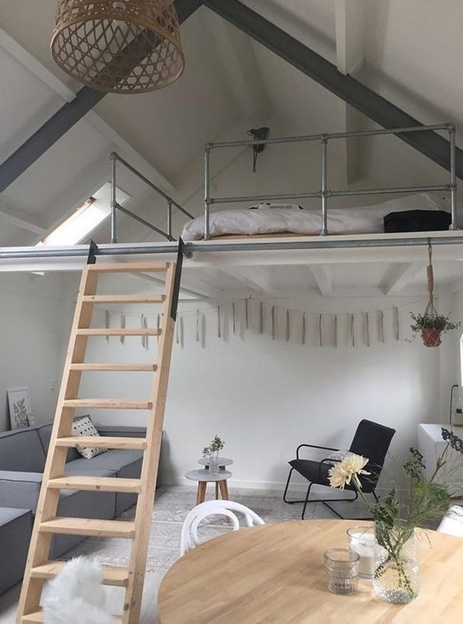 Wooden Ladder To Loft Sleeping