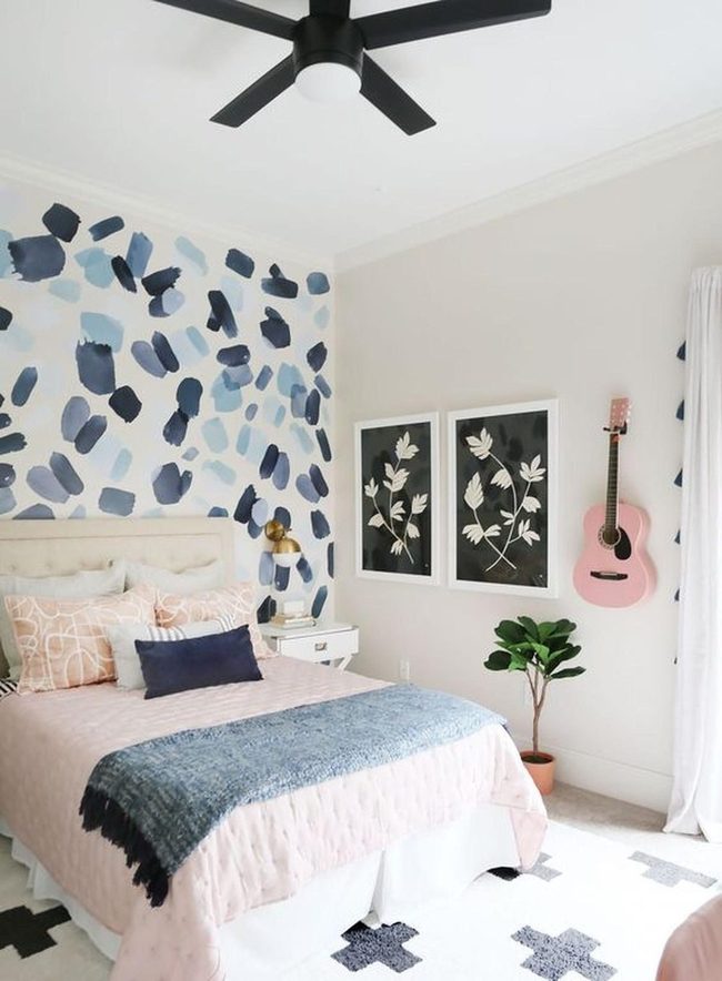 Blue Brushstrokes Bedroom Statement