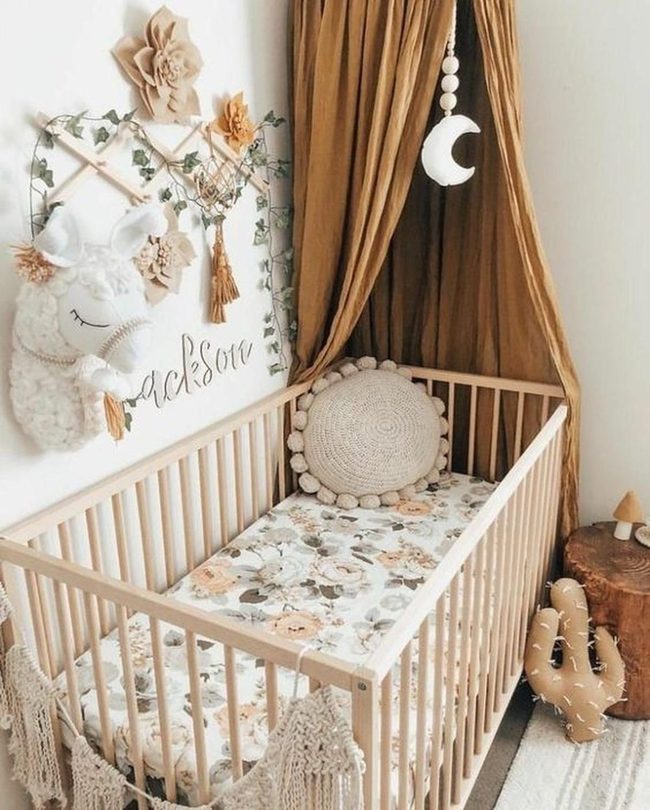 Wooden Nursery With Paper Flowers