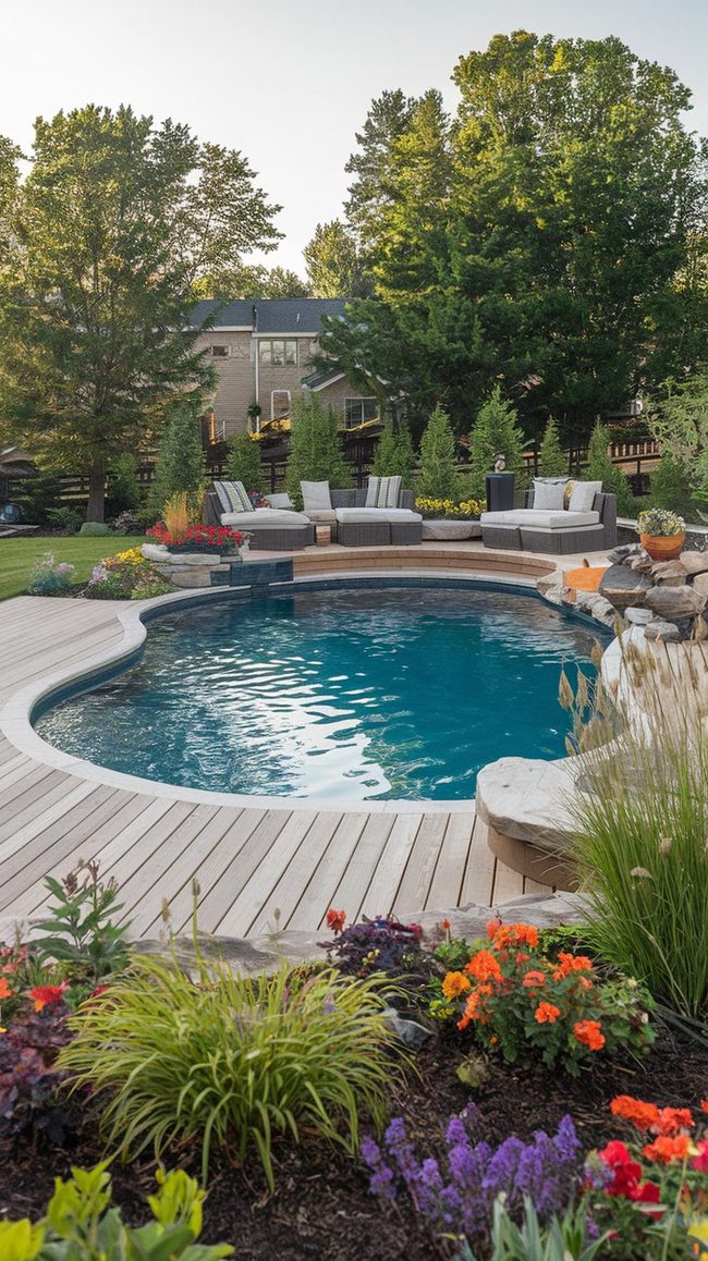 Above-Ground Pool Garden Oasis