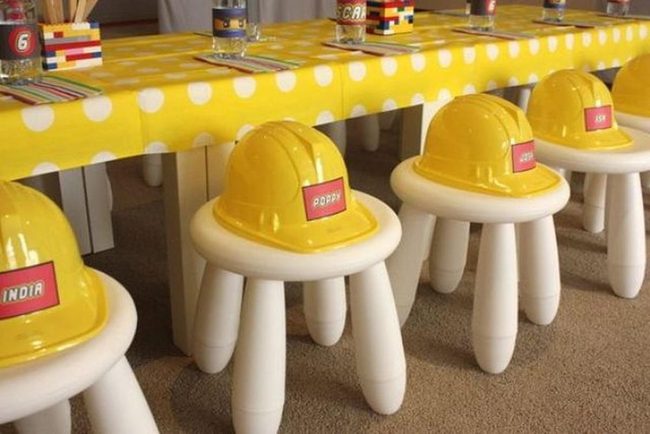 Yellow Hard Hats Party Setup