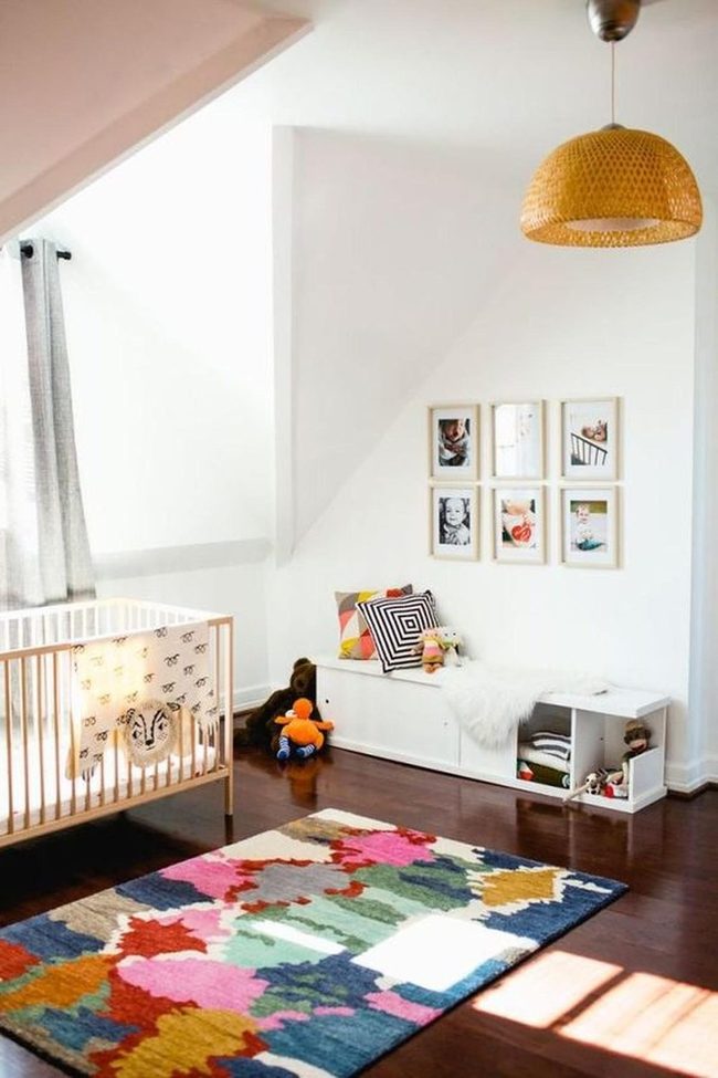 Geometric Rug Brightens Neutral Nursery