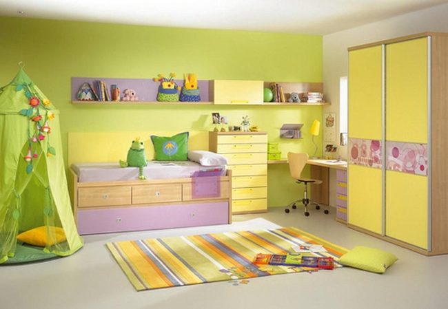Sunny Yellow And Green Children'S Room
