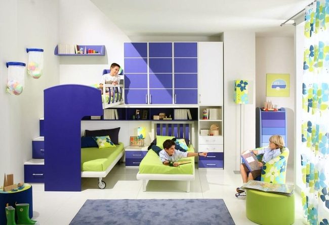 Green Blue Bunk Bedroom