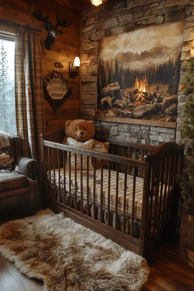Green And Brown Cabin Nursery