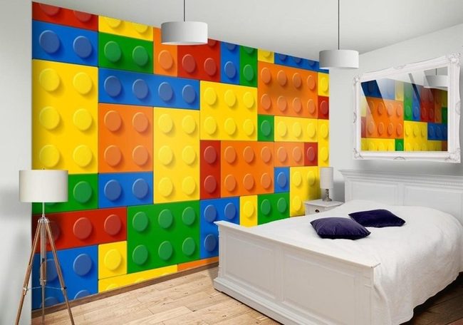 Bright Geometric Lego Statement Wall