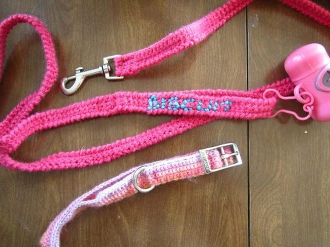 Pink Knit Dog Leash