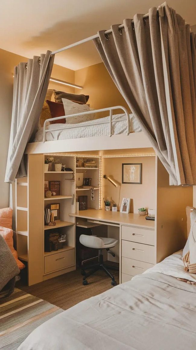 Lofted Bed Curtain Privacy