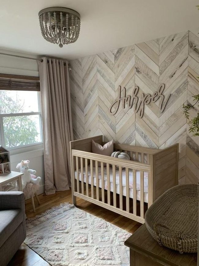 Light Wood Chevron Nursery