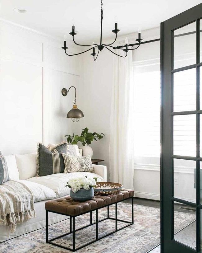 Black Chandelier, White Walls
