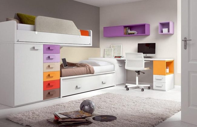 Colorful Bunk Bed Storage