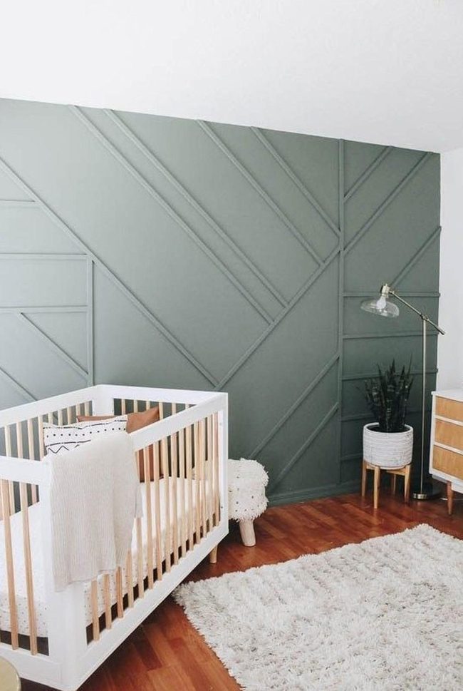 Sage Geometric Nursery Walls