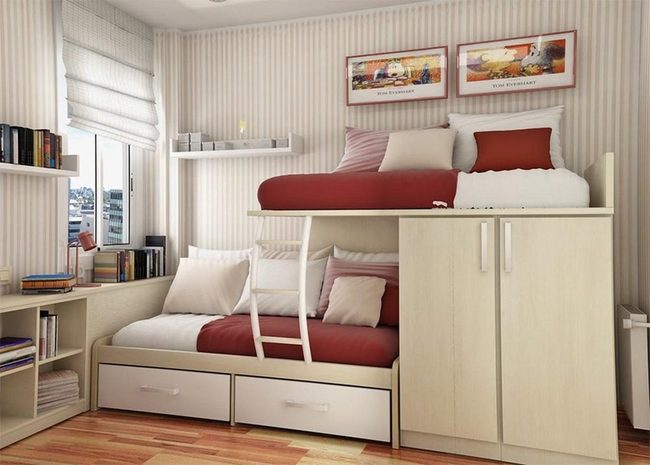 Red Bunk Beds, Wood Warmth
