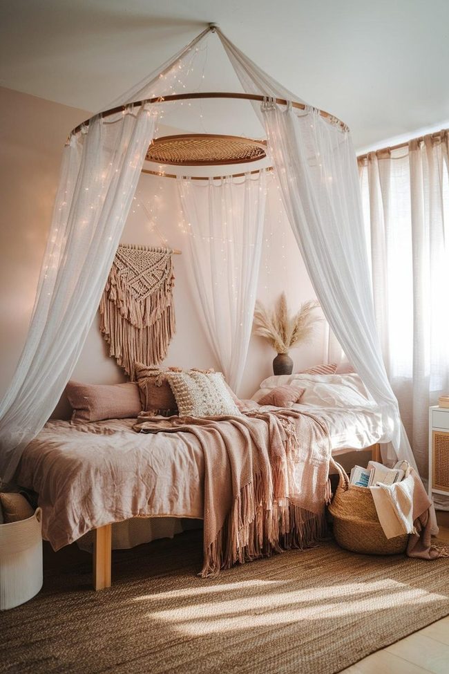 Sheer Fabric Bed Canopy
