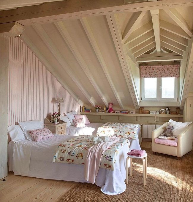 Slanted Beams Pink Bedroom