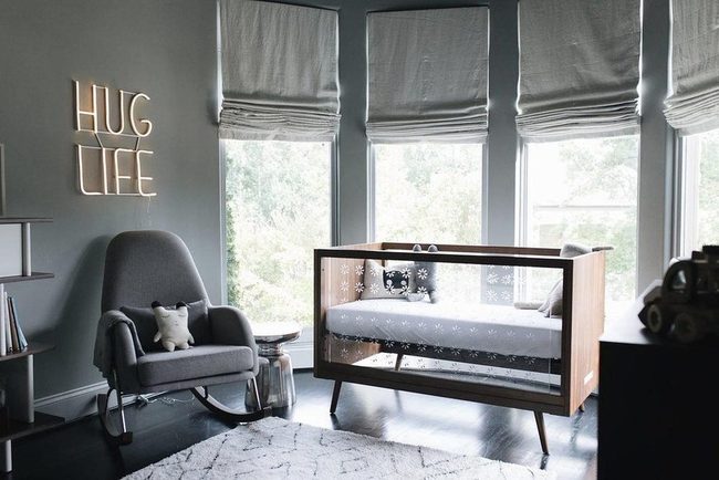 Grey Nursery With Natural Light