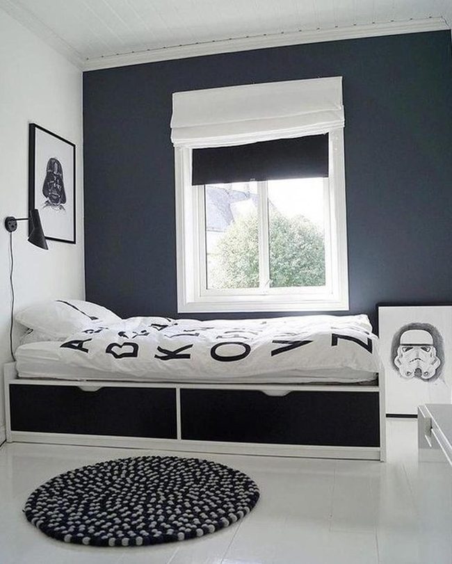 Monochrome Bedroom With Storage Solutions